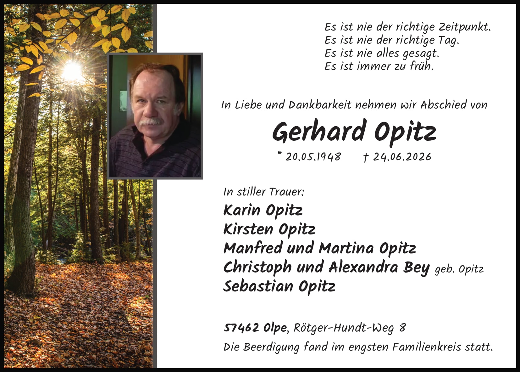 Anzeige Gerhard Opitz
