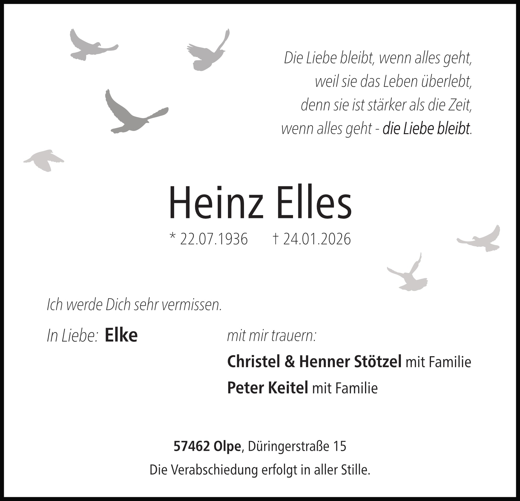 Anzeige Heinz Elles