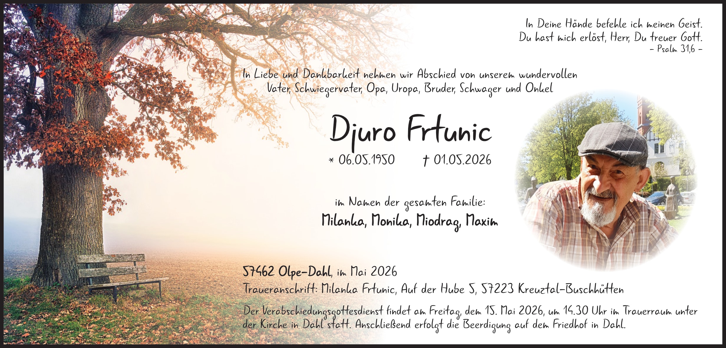 Anzeige Djuro Frtunic