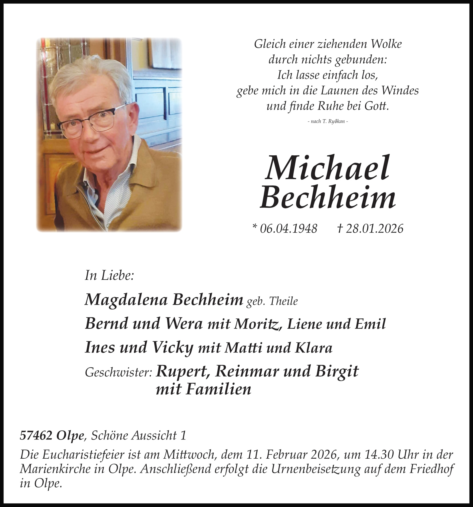Anzeige Michael Bechheim