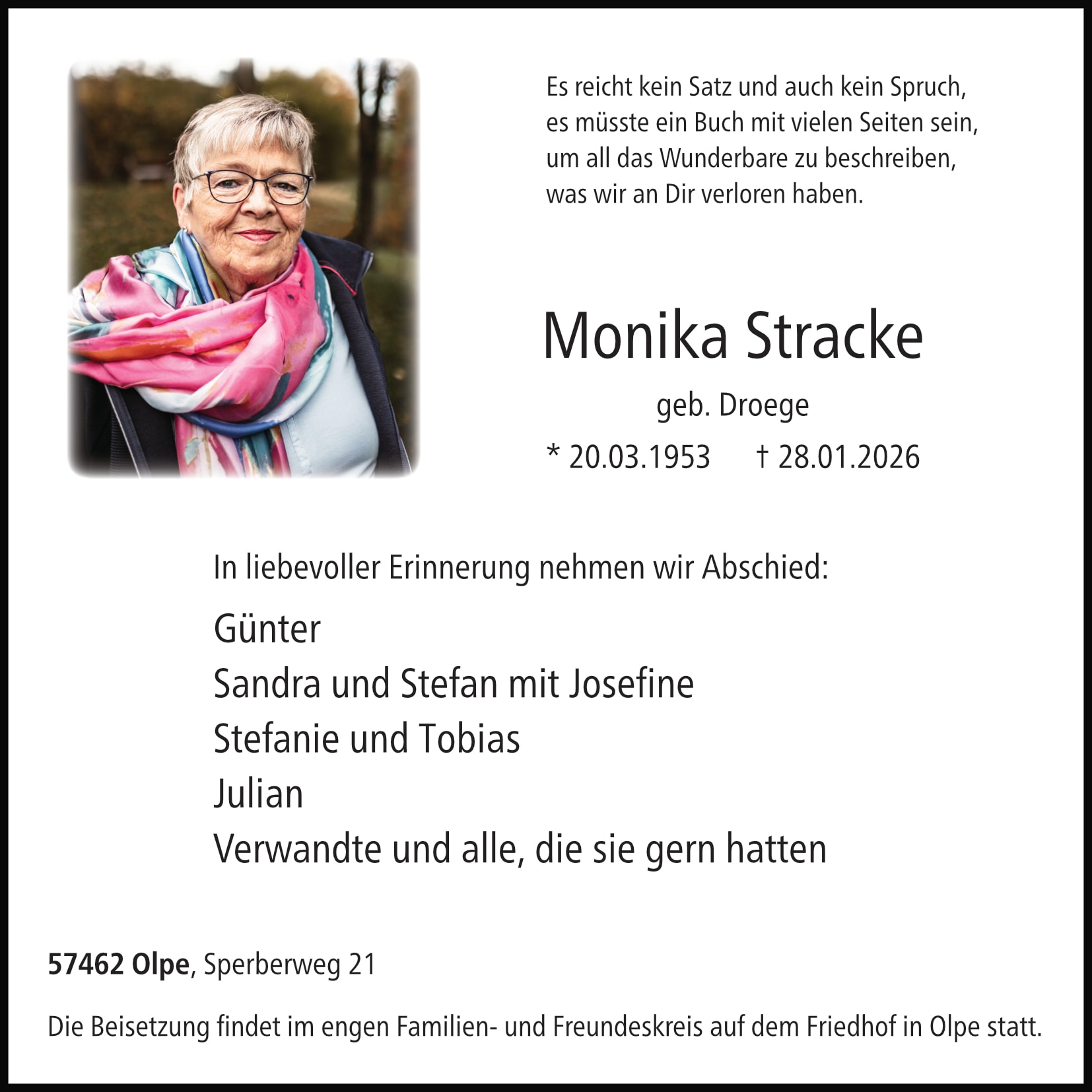 Anzeige Monika Stracke