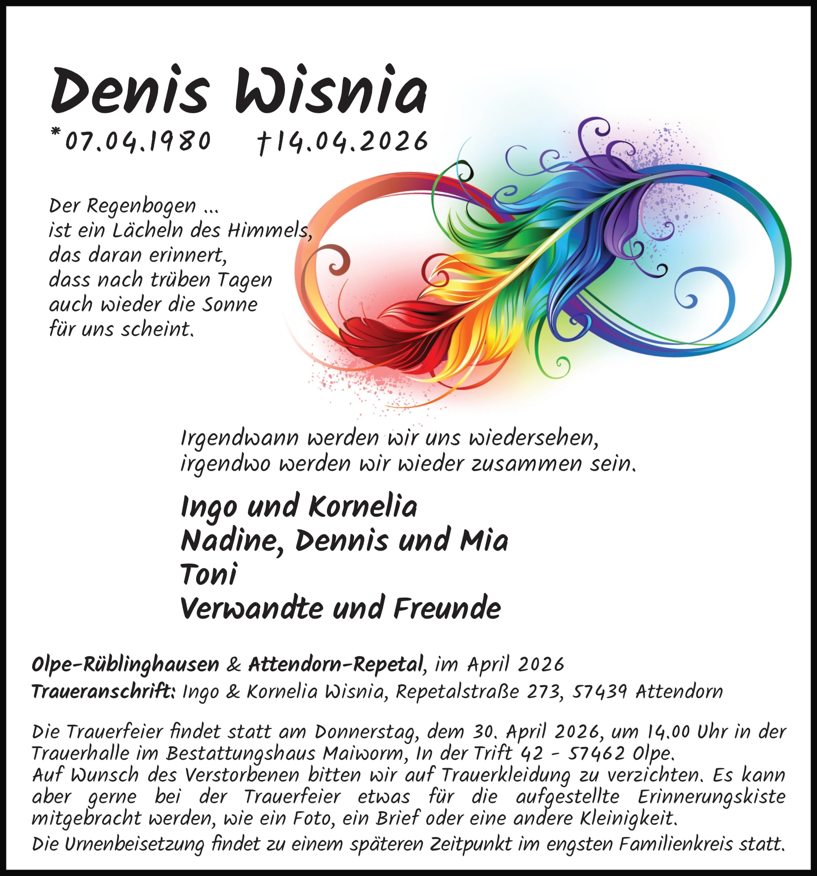 Anzeige Denis Wisnia